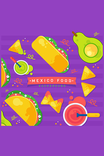 美味墨西哥食物俯视图矢量素材