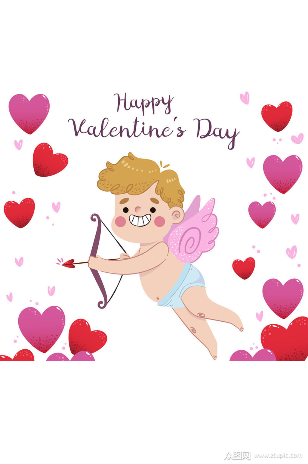 卡通情人节丘比特设计矢量素材