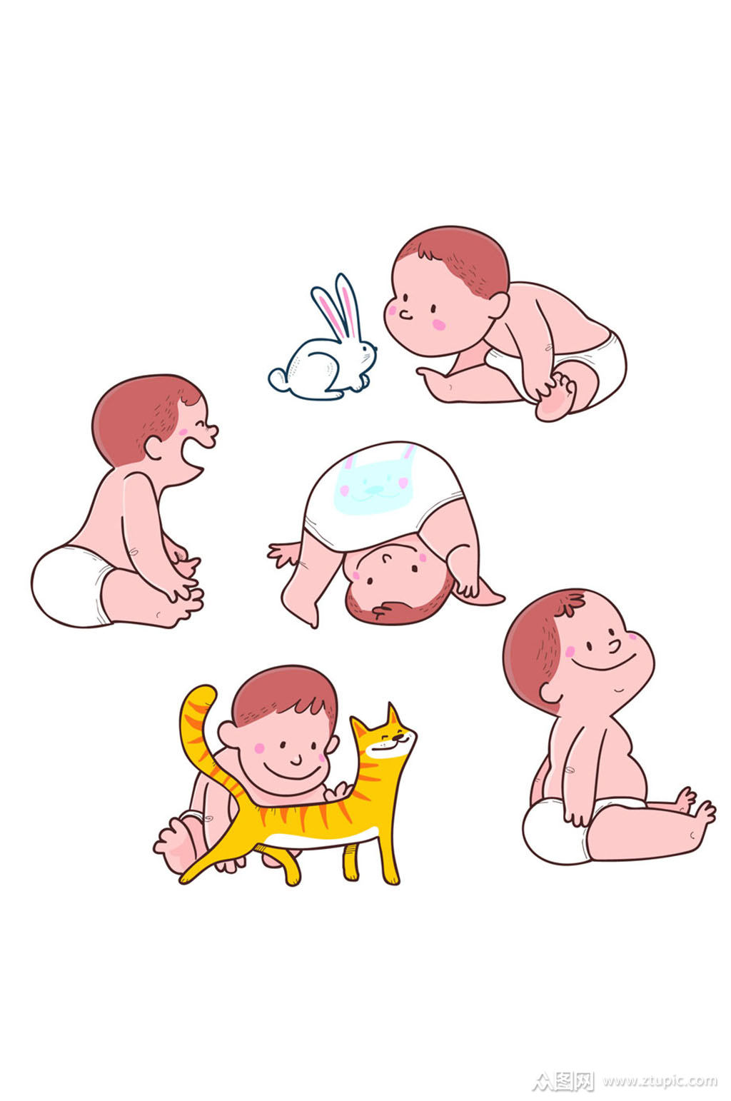 5款可爱婴儿设计矢量素材