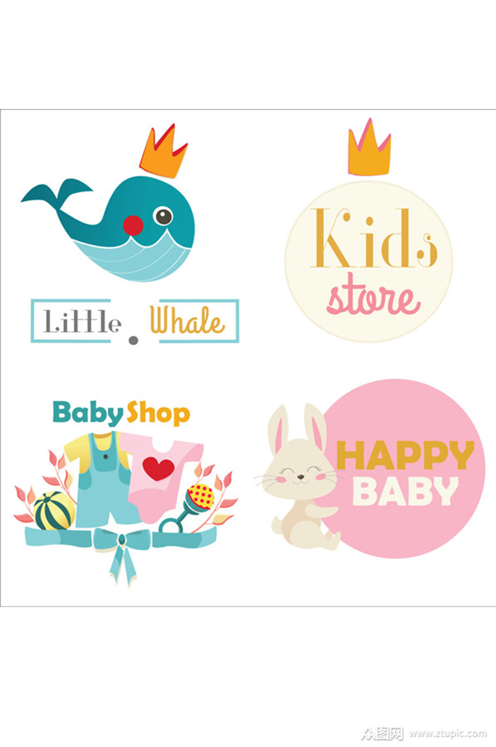 4款可爱创意设计标签矢量素材