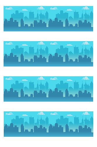 创意蓝色城市剪影矢量图