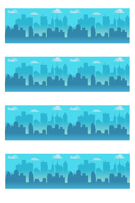 创意蓝色城市剪影矢量图