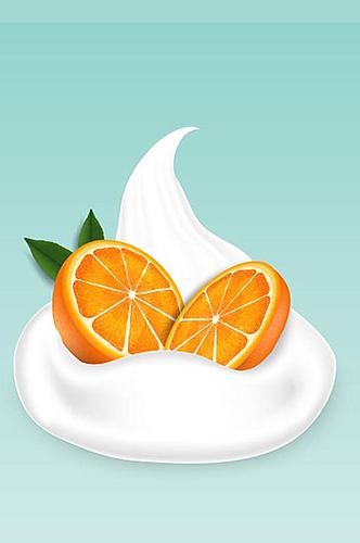 创意奶油上的橙子矢量素材