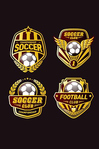 4款金色足球标志设计矢量素材