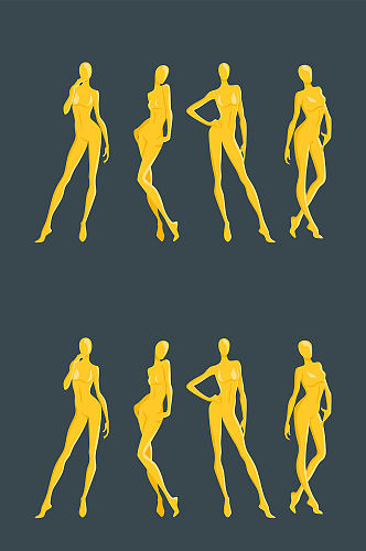 4款黄色人物剪影图