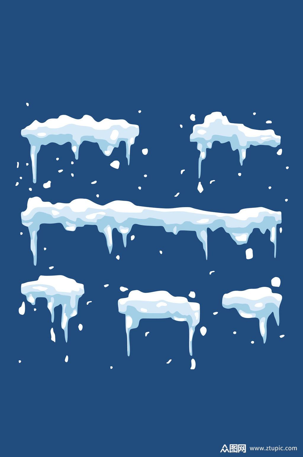 6款白色积雪冰凌矢量素材
