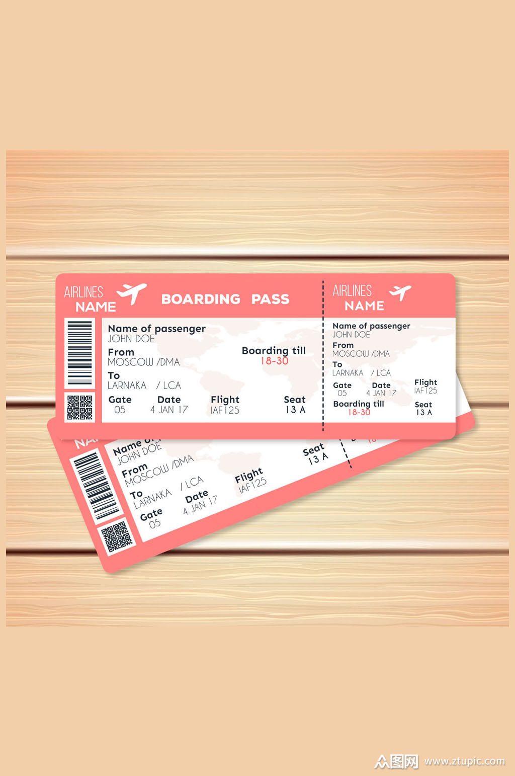 2张创意登机牌设计矢量素材