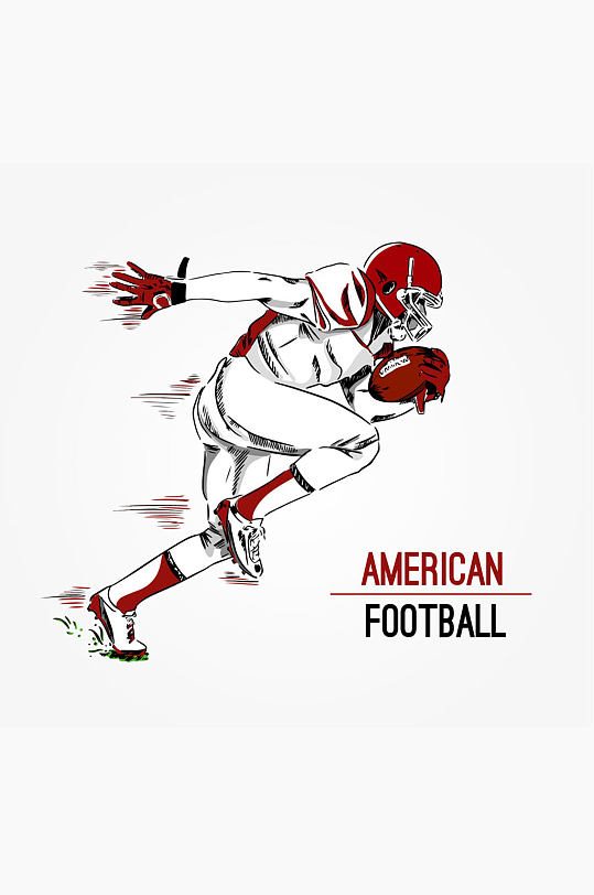 动感美式橄榄球球员矢量素材