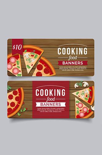 2款创意披萨烹饪banner矢量素材