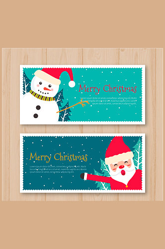 2款可爱圣诞老人和雪人banner矢量图