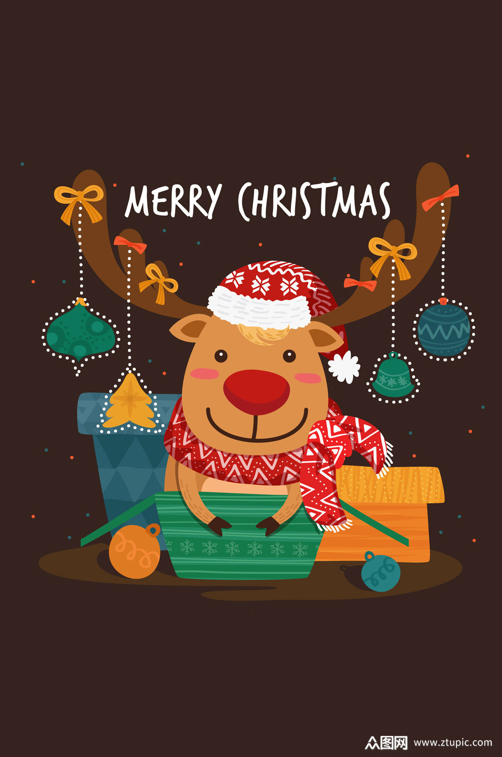可爱圣诞节驯鹿设计矢量素材