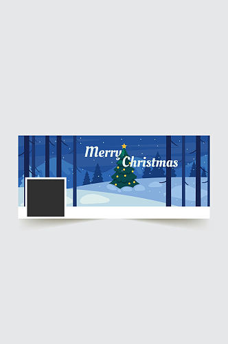 创意雪地圣诞树脸书封面图片矢量图