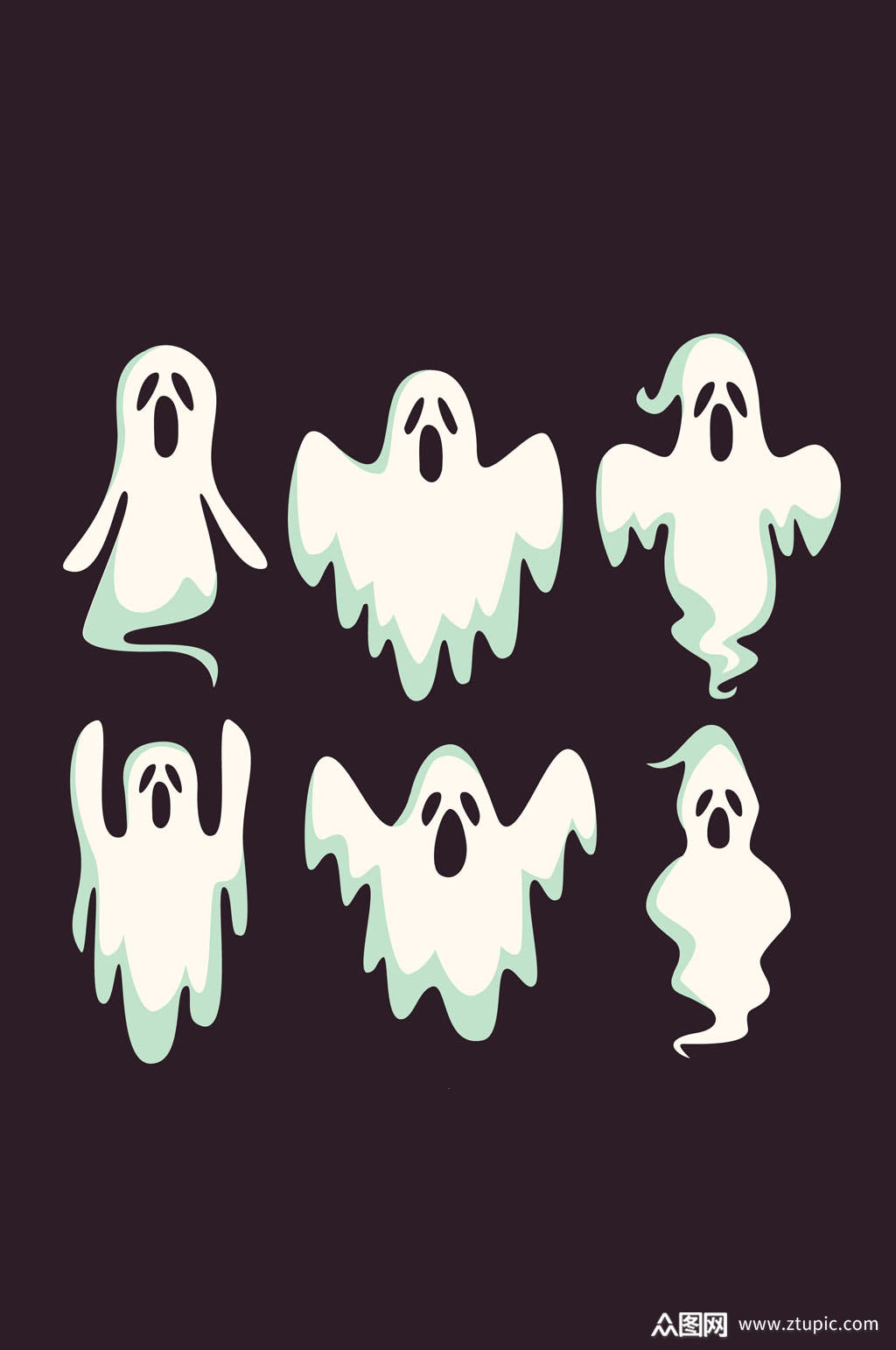 6款白色幽灵设计矢量素材