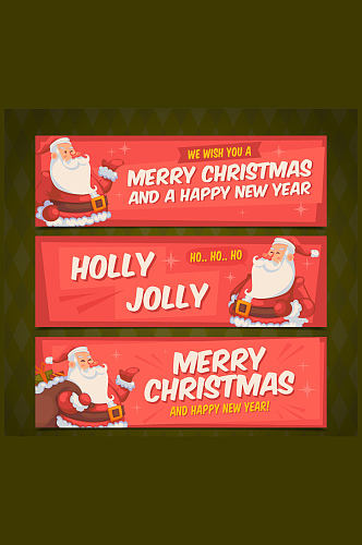 3款创意圣诞老人banner矢量素材
