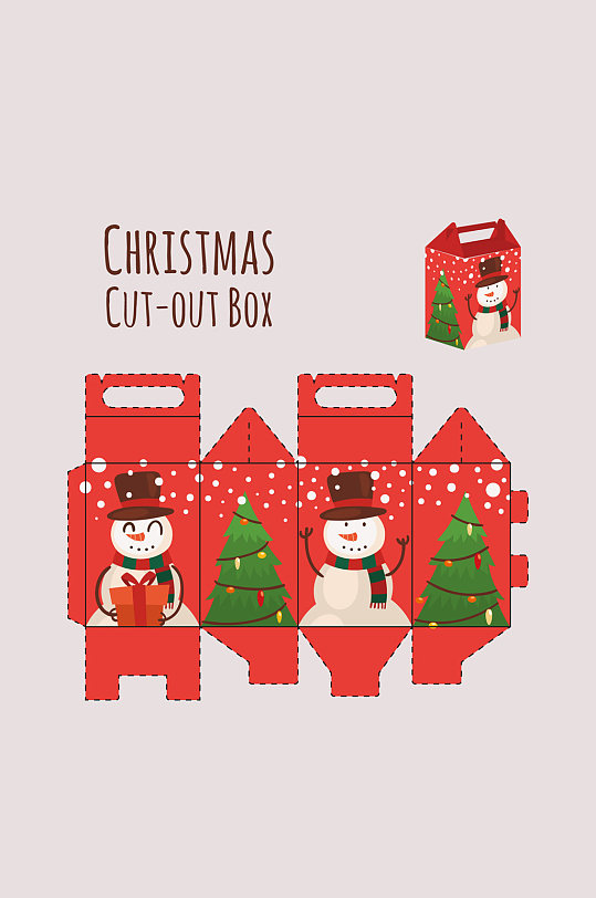 创意圣诞节雪人包装盒矢量图