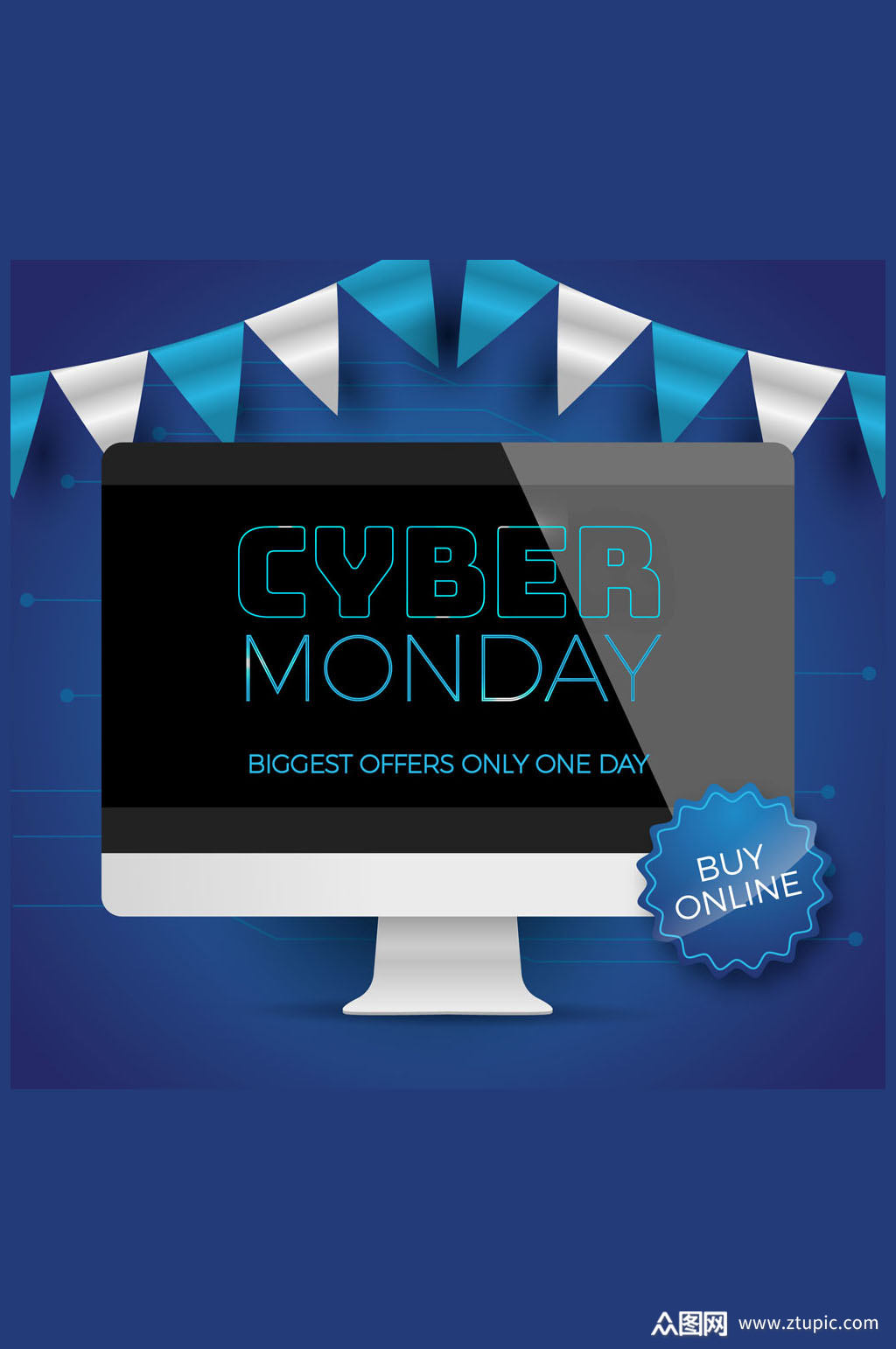 精美网络星期一电脑海报矢量素材模板下载-编号604423-众图网