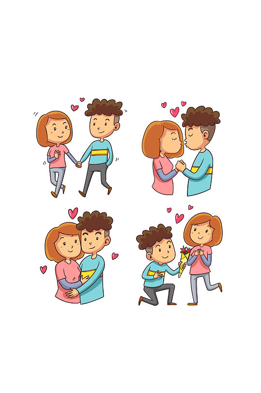 4款创意情侣动作矢量素材