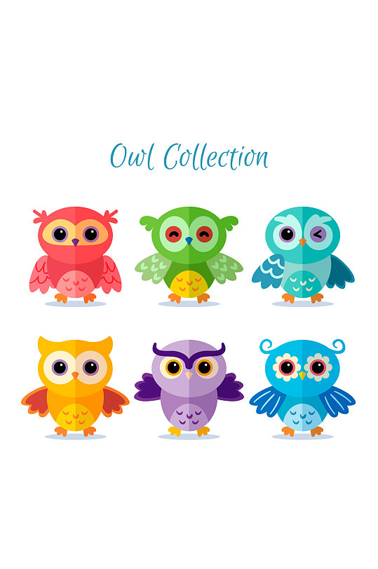 12款彩色猫头鹰设计矢量素材