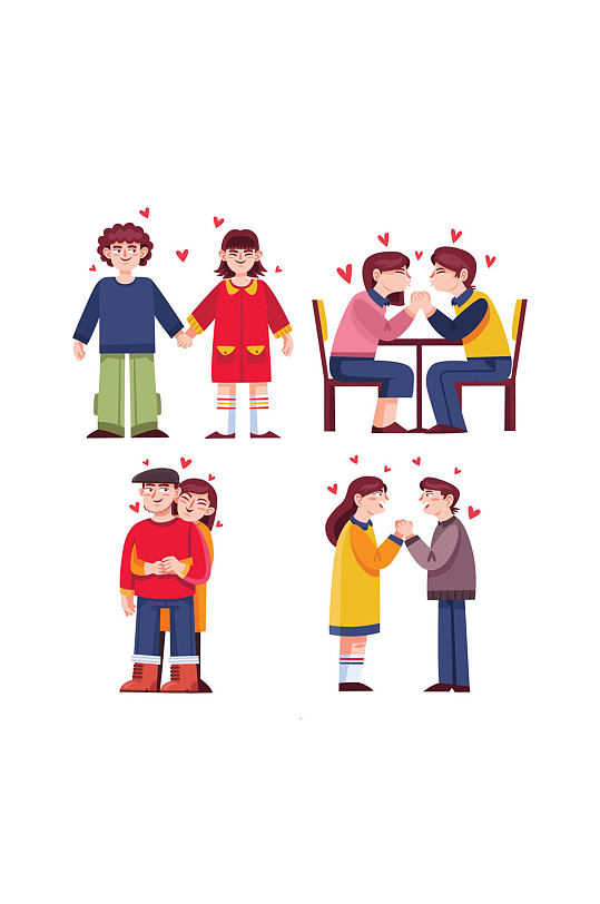 4对创意爱心里的情侣矢量素材模板下载-编号604654-众图网