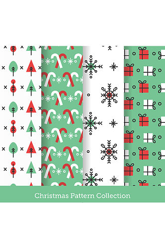 4款简洁圣诞图案无缝背景矢量素材