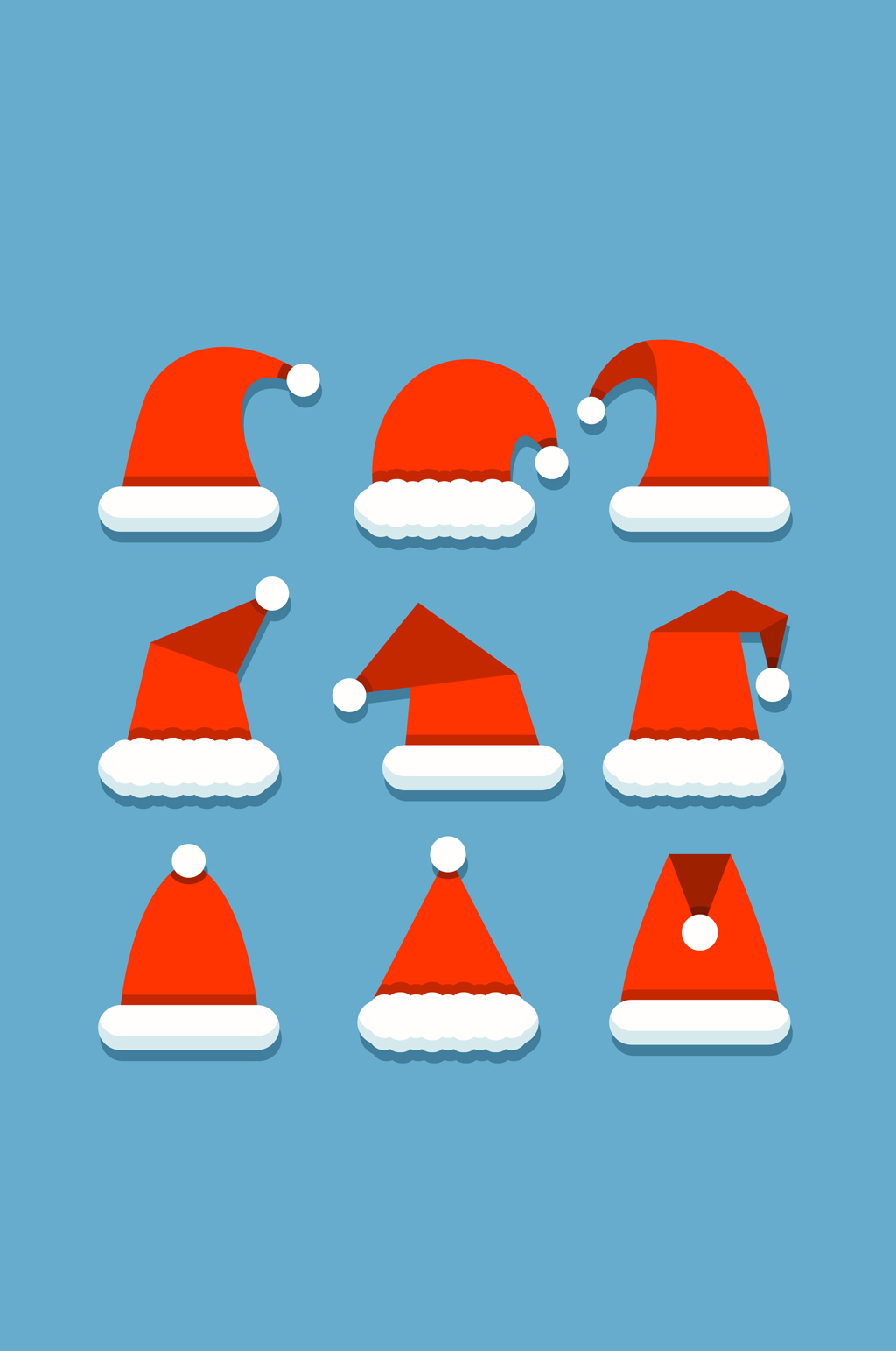 9款精致红色圣诞帽矢量素材