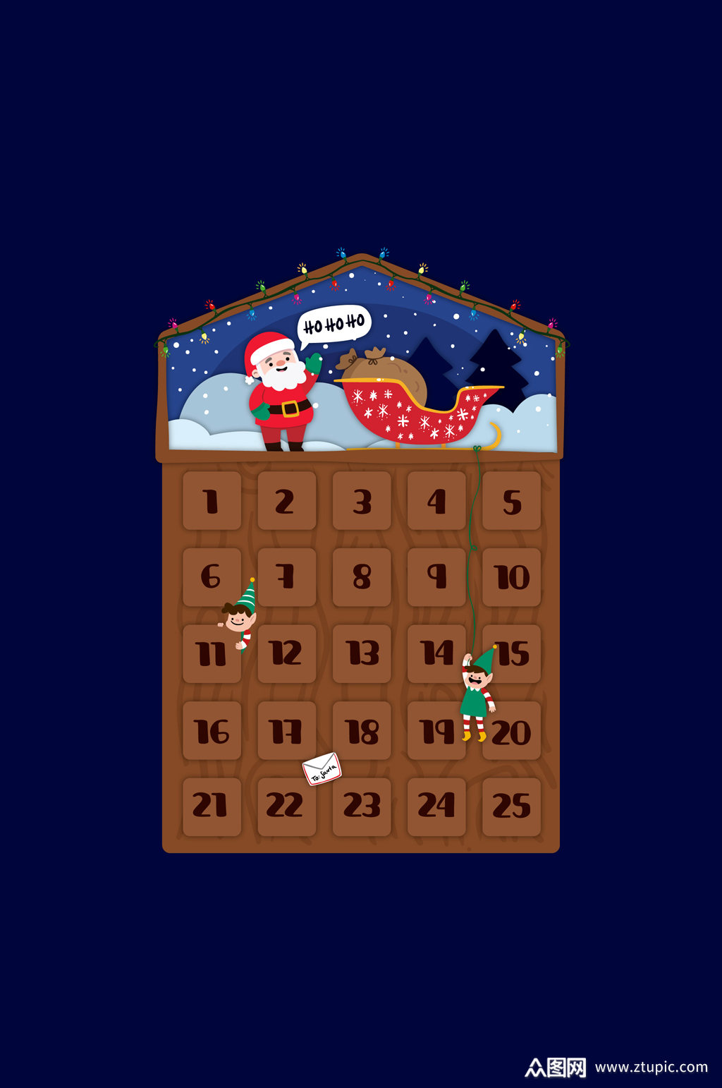 可爱圣诞老人月历设计矢量素材