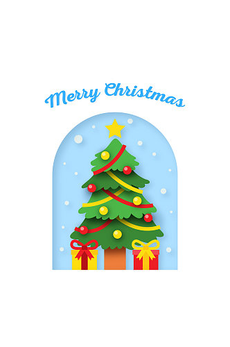 创意绿色圣诞树和礼盒矢量图