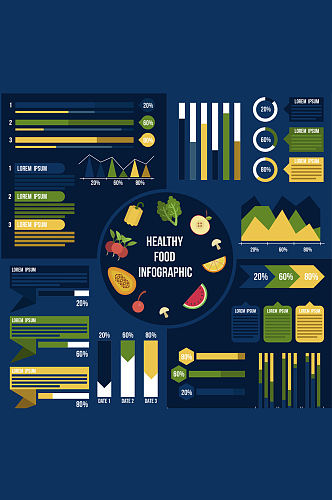 彩色健康食物信息图矢量素材