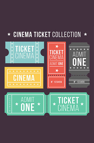 5款创意单人电影票矢量素材