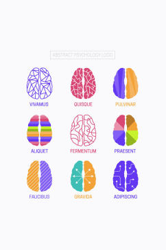9款彩色大脑心理学标志矢量图