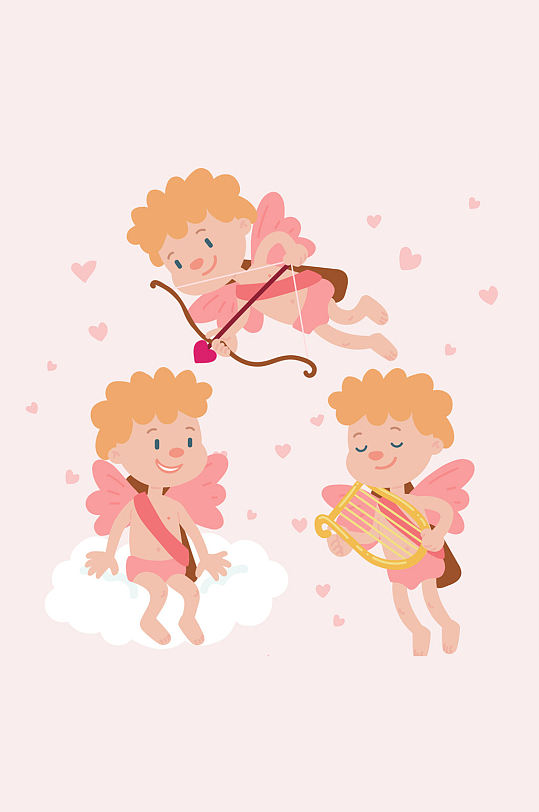 >4款卡通丘比特设计矢量素材