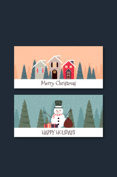2款创意圣诞雪景banner矢量素材