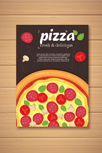 卡通披萨餐馆宣传单矢量素材