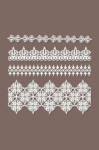 4款白色蕾丝花纹花边设计矢量素材