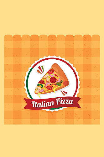 可爱意大利三角披萨标签矢量素材