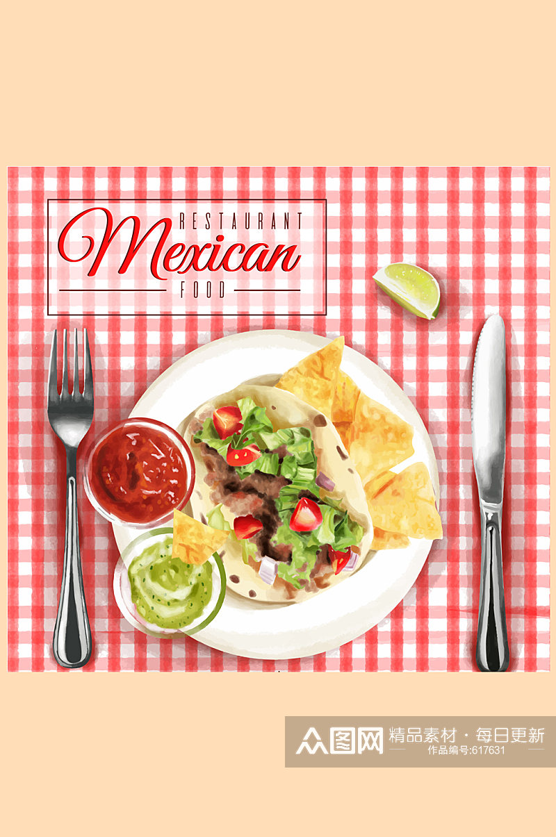 美味餐馆墨西哥菜肴矢量素材素材