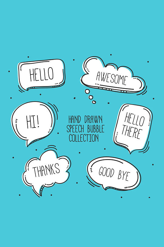 >手绘房屋与语言气泡矢量图