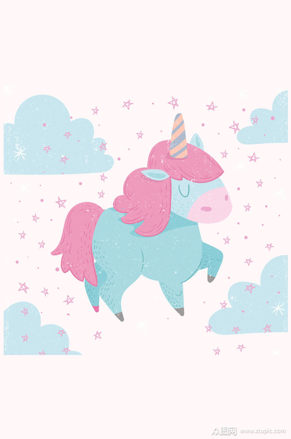 彩绘可爱独角兽矢量素材