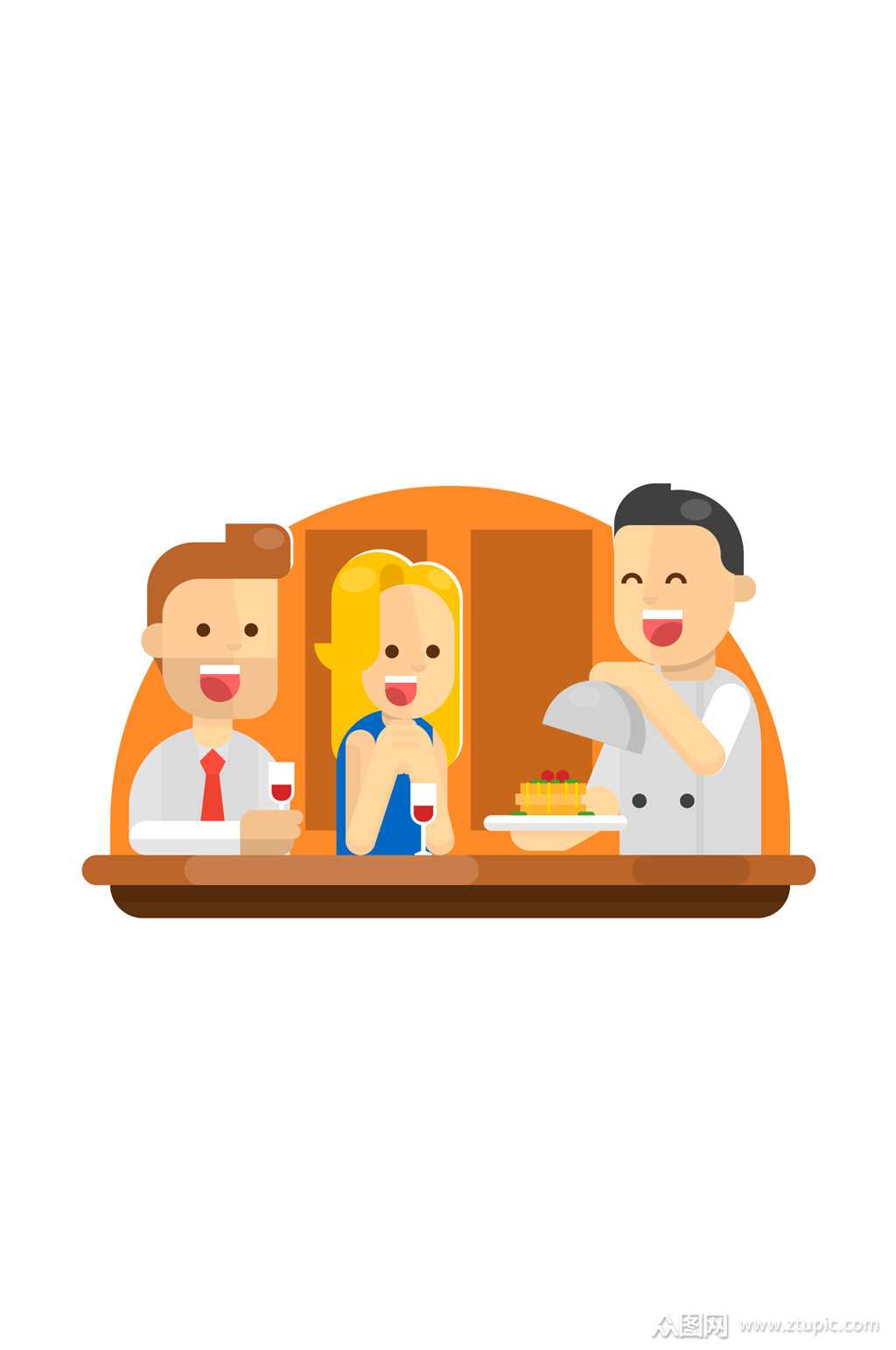 创意餐馆用餐的情侣矢量素材