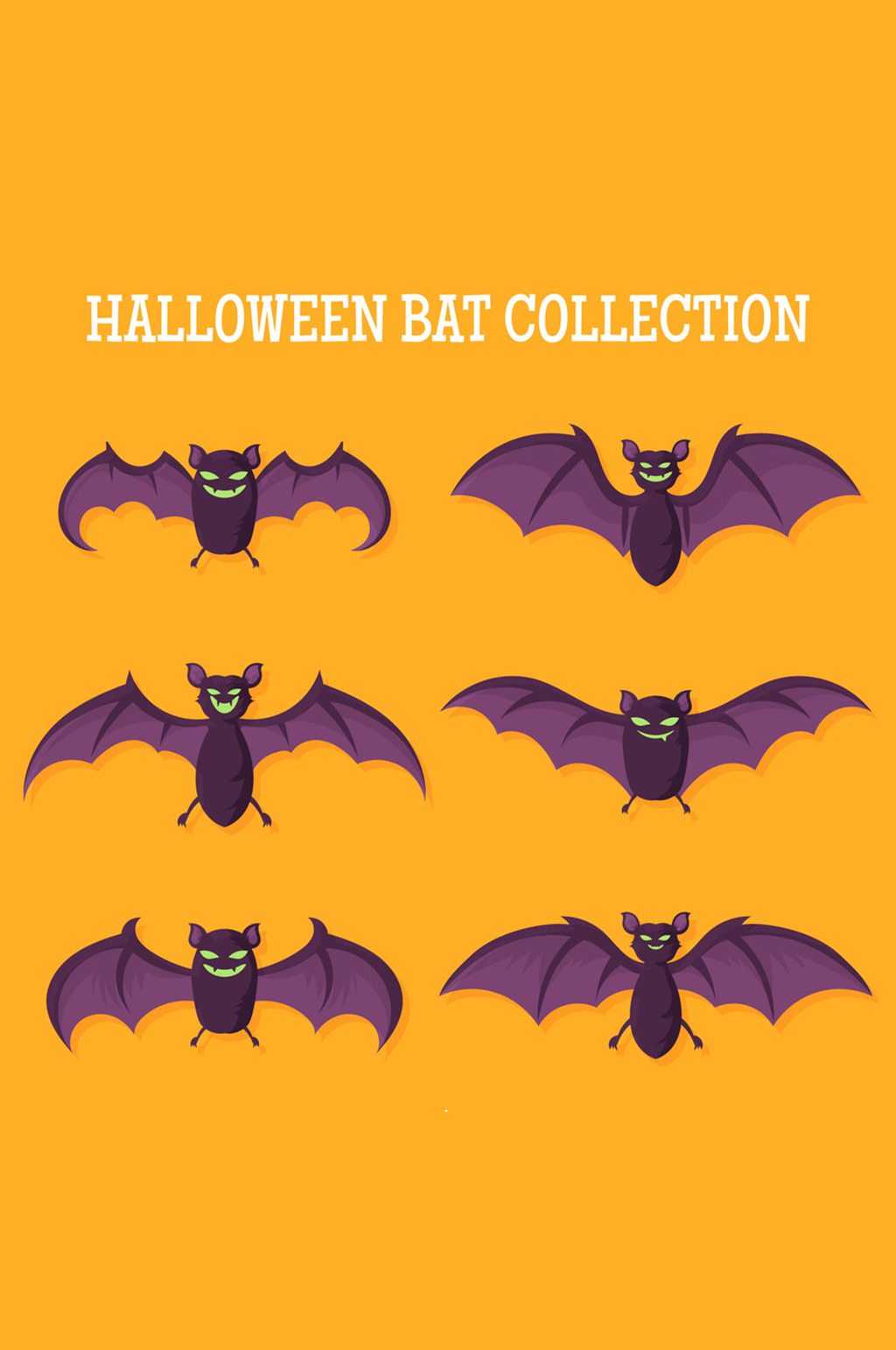 6款卡通万圣节蝙蝠矢量素材
