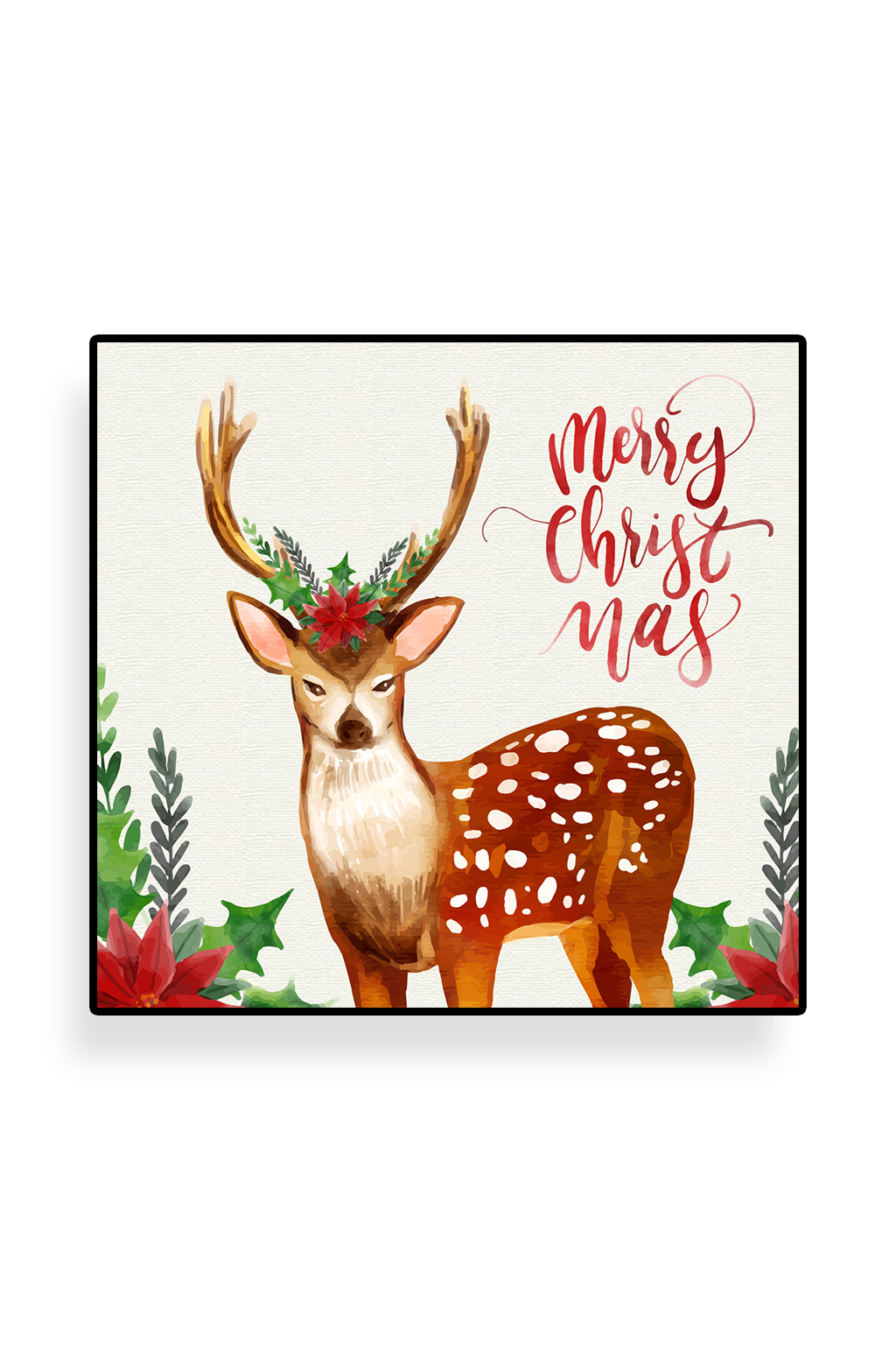 圣诞节插画圣诞老人和驯鹿圣诞快乐创意2只装饰圣诞树的驯鹿矢量素材