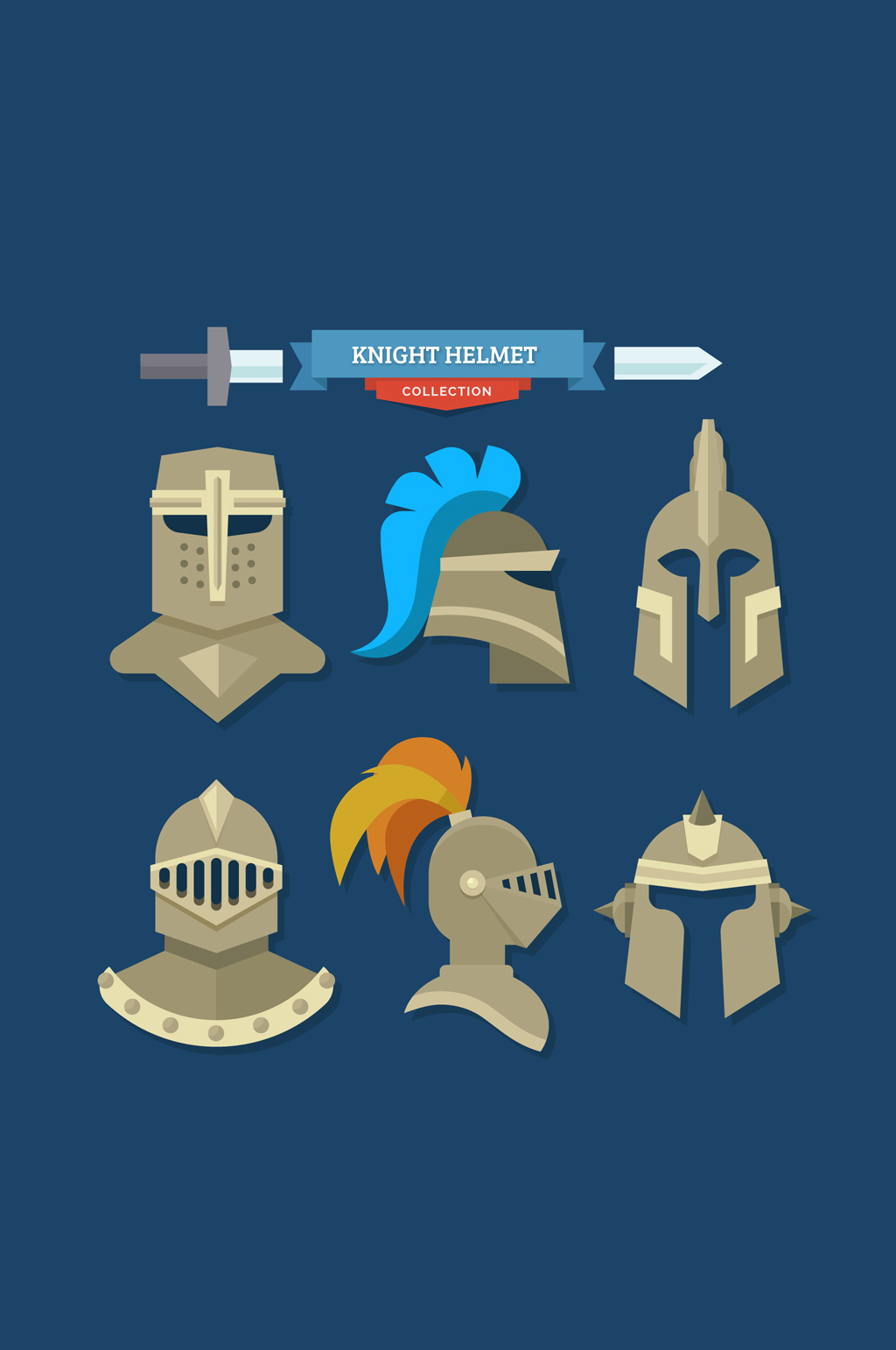 6款创意骑士头盔设计矢量素材