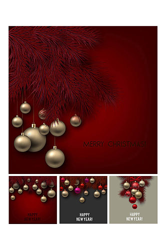 精品红色圣诞节海报元素设计