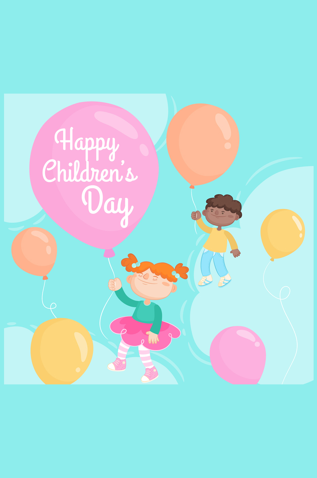 彩绘儿童节气球儿童矢量素材模板下载-编号619508-众图网