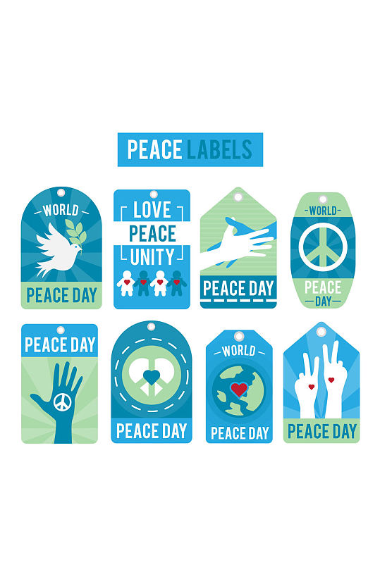 6款蓝色国际和平日吊牌矢量素材