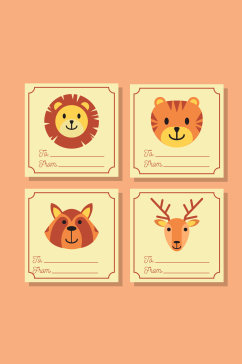 4款创意动物留言卡片矢量素材