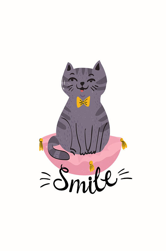 可爱笑脸猫咪设计矢量素材