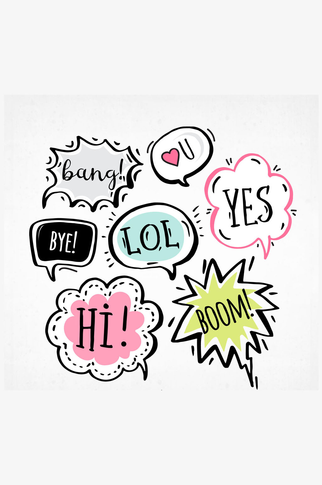 7款彩色手绘语言气泡矢量素材