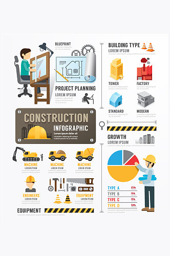卡通建筑元素信息图设计矢量素材