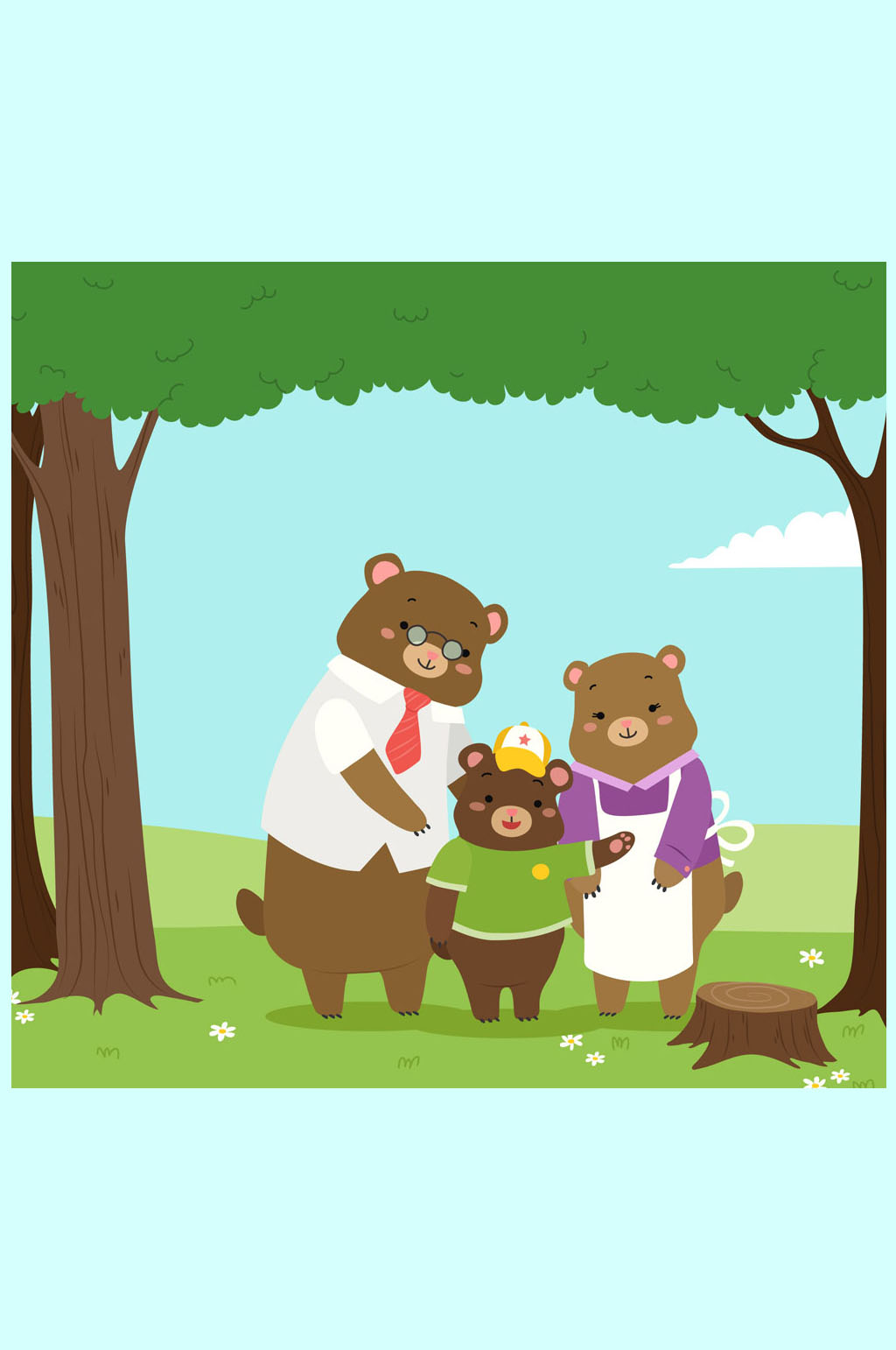 三只小熊全家福简笔画图片